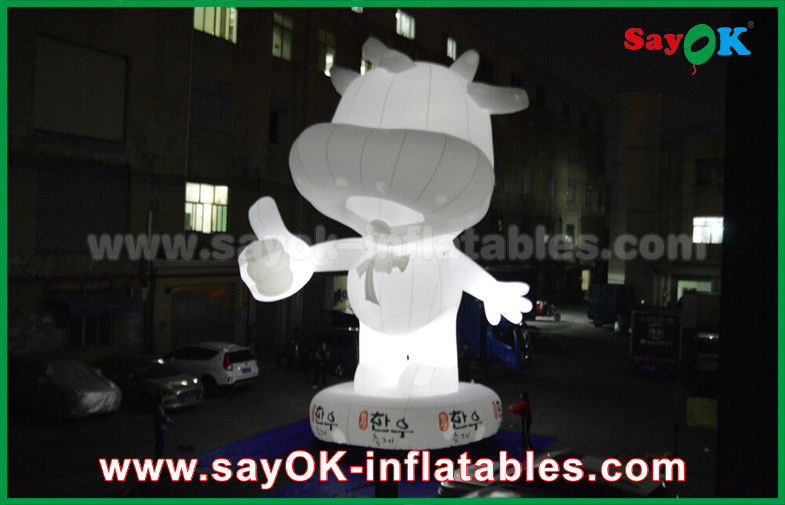 Inflatable Yard Decorations Custom Inflatable Cartoon Characters White Cattle 10m Height