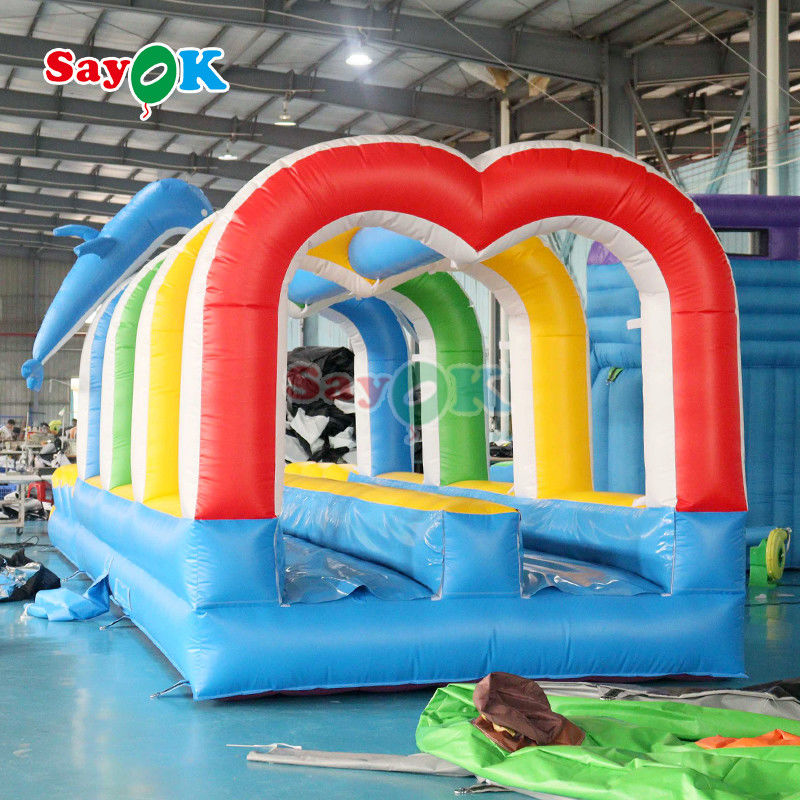 Commercial Summer Water Slide Inflatable Kids Slip And Waterslide With Pool For Custom