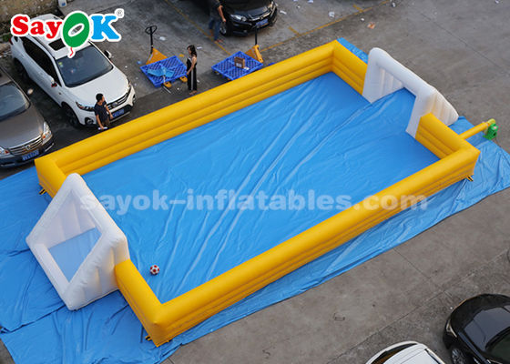 كرة القدم العملاقة القابلة للنفخ 12 * 6 م الأصفر PVC نفخ الألعاب الرياضية نفخ ملعب كرة القدم
