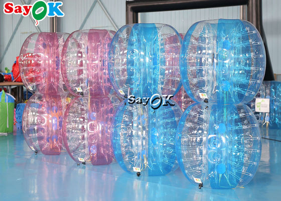 نفخ ألعاب الكرنفال الكبار TPU PVC الجسم زورب الوفير الكرة مجموعة شفافة الأزرق الوردي نفخ فقاعة كرة القدم